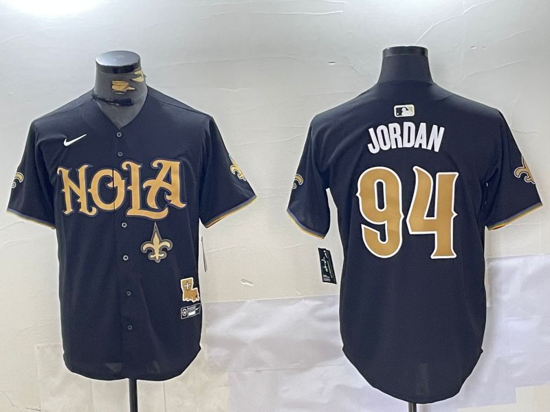 Men New Orleans Saints 94 Jordan Black Joint Name 2024 Nike Limited NFL Jersey style 3